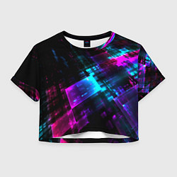 Футболка 3D укороченная женская Неоновый киберпанк, цвет: 3D-принт