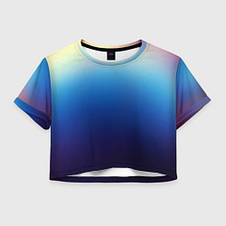 Футболка 3D укороченная женская Blue gradient colors, цвет: 3D-принт