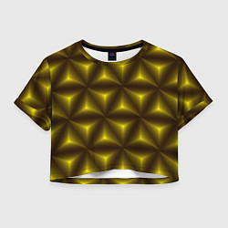 Футболка 3D укороченная женская Желтые треугольники, цвет: 3D-принт