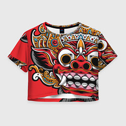 Футболка 3D укороченная женская Barong - Bali - tattoo, цвет: 3D-принт