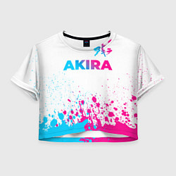 Футболка 3D укороченная женская Akira neon gradient style: символ сверху, цвет: 3D-принт