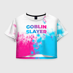 Футболка 3D укороченная женская Goblin Slayer neon gradient style: символ сверху, цвет: 3D-принт