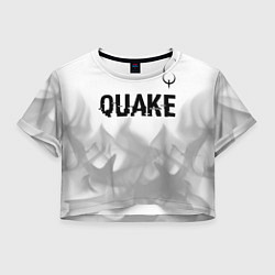 Футболка 3D укороченная женская Quake glitch на светлом фоне: символ сверху, цвет: 3D-принт