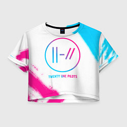 Футболка 3D укороченная женская Twenty One Pilots neon gradient style, цвет: 3D-принт