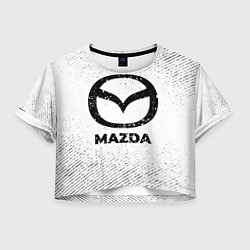 Футболка 3D укороченная женская Mazda с потертостями на светлом фоне, цвет: 3D-принт