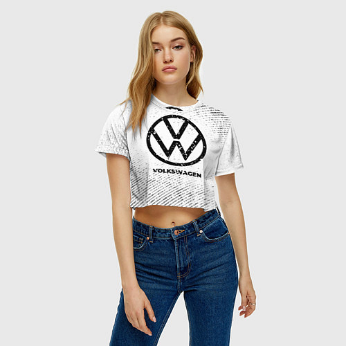 Женский топ Volkswagen с потертостями на светлом фоне / 3D-принт – фото 3