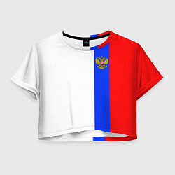 Футболка 3D укороченная женская Цвета России - герб, цвет: 3D-принт