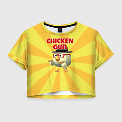 Футболка 3D укороченная женская Chicken Gun с пистолетами, цвет: 3D-принт