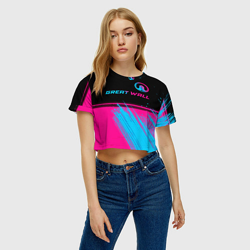 Женский топ Great Wall - neon gradient: символ сверху / 3D-принт – фото 3