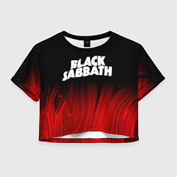 Футболка 3D укороченная женская Black Sabbath red plasma, цвет: 3D-принт