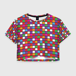 Футболка 3D укороченная женская Color cubes, цвет: 3D-принт
