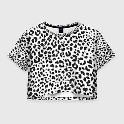 Футболка 3D укороченная женская Черные леопардовые пятна, цвет: 3D-принт