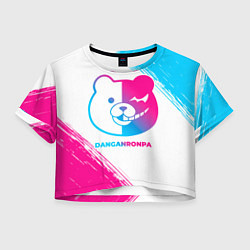 Футболка 3D укороченная женская Danganronpa neon gradient style, цвет: 3D-принт