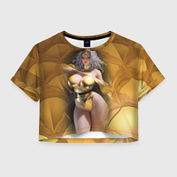 Футболка 3D укороченная женская Fantasy gold girl, цвет: 3D-принт