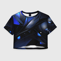 Футболка 3D укороченная женская Blue black background, цвет: 3D-принт