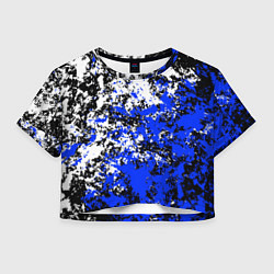 Футболка 3D укороченная женская Белая и синяя краска, цвет: 3D-принт