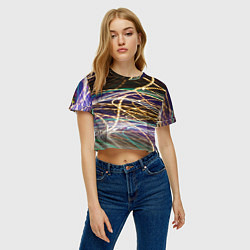 Футболка 3D укороченная женская Световые эффекты, цвет: 3D-принт — фото 2