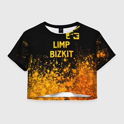 Футболка 3D укороченная женская Limp Bizkit - gold gradient: символ сверху, цвет: 3D-принт