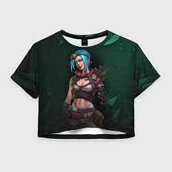 Футболка 3D укороченная женская Jinx art green Arcane League of Legends, цвет: 3D-принт
