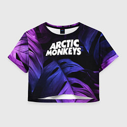 Футболка 3D укороченная женская Arctic Monkeys neon monstera, цвет: 3D-принт