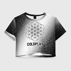 Футболка 3D укороченная женская Coldplay glitch на светлом фоне, цвет: 3D-принт