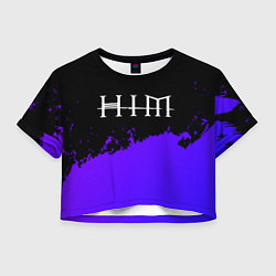 Футболка 3D укороченная женская HIM purple grunge, цвет: 3D-принт