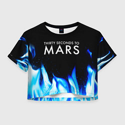 Футболка 3D укороченная женская Thirty Seconds to Mars blue fire, цвет: 3D-принт