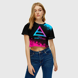 Футболка 3D укороченная женская Thirty Seconds to Mars - neon gradient, цвет: 3D-принт — фото 2