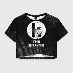 Футболка 3D укороченная женская The Killers с потертостями на темном фоне, цвет: 3D-принт
