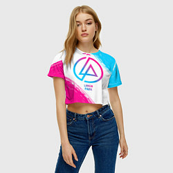 Футболка 3D укороченная женская Linkin Park neon gradient style, цвет: 3D-принт — фото 2