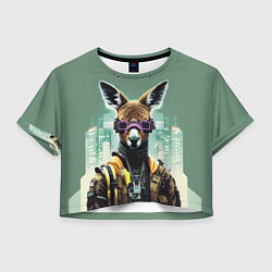 Футболка 3D укороченная женская Cool kangaroo - cyberpunk, цвет: 3D-принт