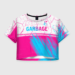 Футболка 3D укороченная женская Garbage neon gradient style: символ сверху, цвет: 3D-принт