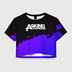 Футболка 3D укороченная женская Asking Alexandria purple grunge, цвет: 3D-принт