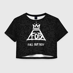 Футболка 3D укороченная женская Fall Out Boy glitch на темном фоне, цвет: 3D-принт