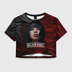 Футболка 3D укороченная женская Blackpink red and black, цвет: 3D-принт