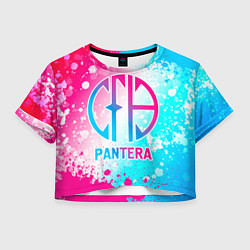 Футболка 3D укороченная женская Pantera neon gradient style, цвет: 3D-принт