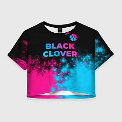 Футболка 3D укороченная женская Black Clover - neon gradient: символ сверху, цвет: 3D-принт