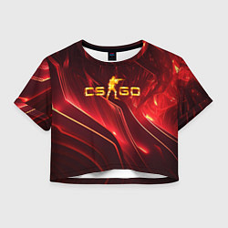 Футболка 3D укороченная женская CS GO fire logo, цвет: 3D-принт