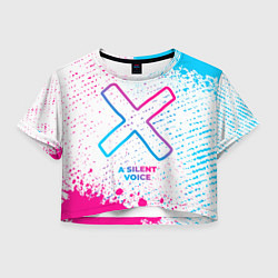 Футболка 3D укороченная женская A Silent Voice neon gradient style, цвет: 3D-принт