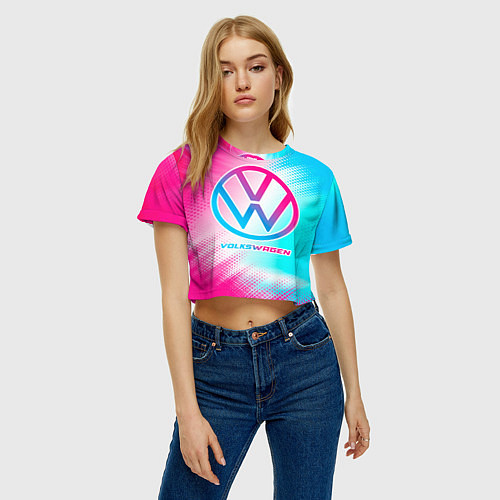 Женский топ Volkswagen neon gradient style / 3D-принт – фото 3