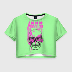 Футболка 3D укороченная женская Hooligan - skull, цвет: 3D-принт