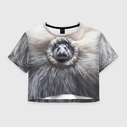 Футболка 3D укороченная женская Брутальный бегемот, цвет: 3D-принт
