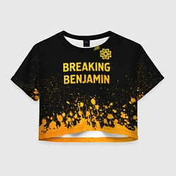 Футболка 3D укороченная женская Breaking Benjamin - gold gradient: символ сверху, цвет: 3D-принт