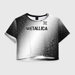 Футболка 3D укороченная женская Metallica glitch на светлом фоне: символ сверху, цвет: 3D-принт