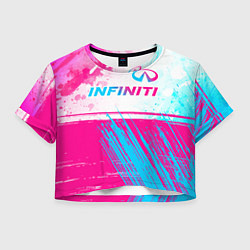 Футболка 3D укороченная женская Infiniti neon gradient style: символ сверху, цвет: 3D-принт