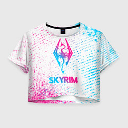 Футболка 3D укороченная женская Skyrim neon gradient style, цвет: 3D-принт