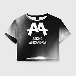 Футболка 3D укороченная женская Asking Alexandria glitch на темном фоне, цвет: 3D-принт