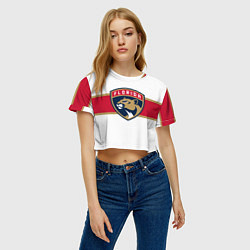 Футболка 3D укороченная женская Florida panthers - uniform - hockey, цвет: 3D-принт — фото 2