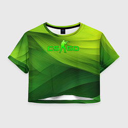 Футболка 3D укороченная женская CSGO green logo, цвет: 3D-принт