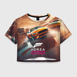 Футболка 3D укороченная женская Forza Horizon race, цвет: 3D-принт